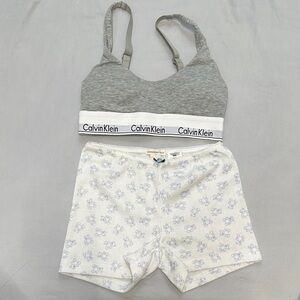 Calvin Klein Heather Gray and White Loungewear Set